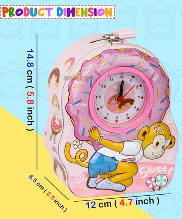 2 IN 1 METAL COIN BOX AND TABLE ALARM CLOCK WITH PIGGY BANK